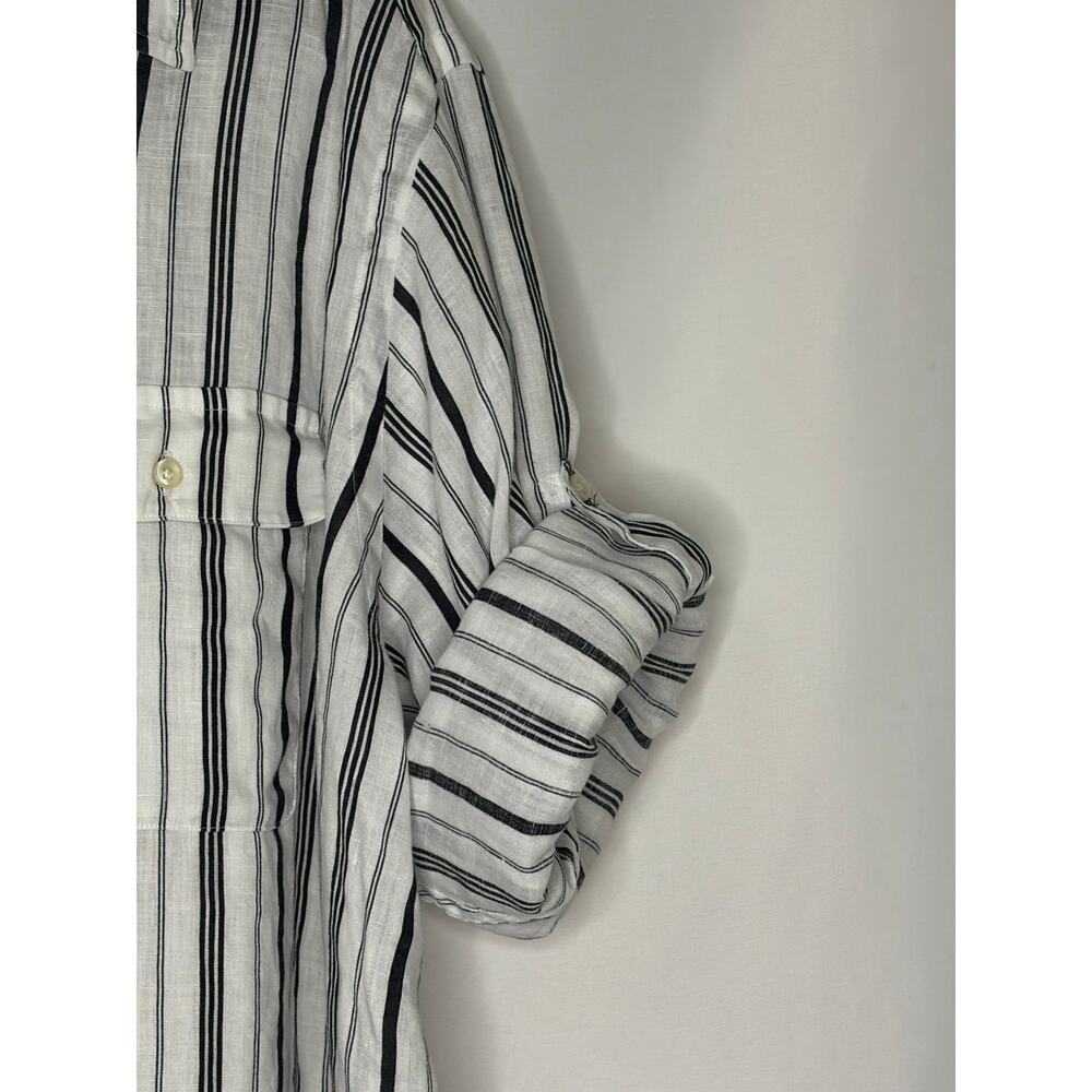 Polo Ralph Lauren 100% Linen Shirt Womens XXL Striped Classic Fit Roll Tab - Picture 2 of 11